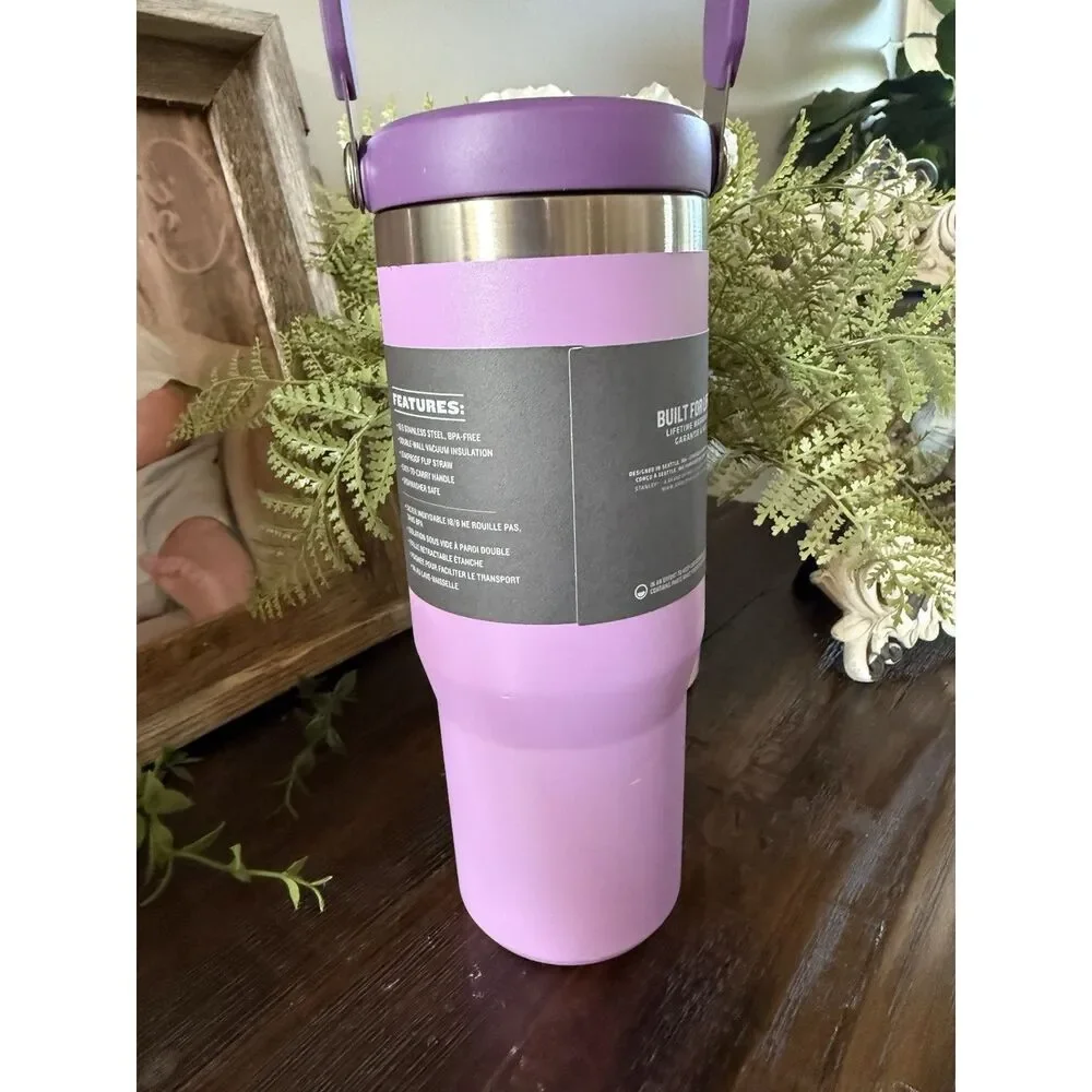 NEW Stanley 30 oz IceFlow Flip Straw Tumbler Cup Lilac Purple Handle Bottle - Picture 4 of 9
